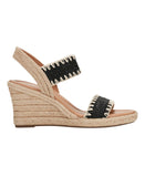 Easy Spirit Womens Ariella Espadrille Wedge Sandals Black / Natural Brown 7M