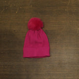 On 34th Rib-Knit Beanie with Pom Pom and Rolled Cuff MO1542501 Bright Pink