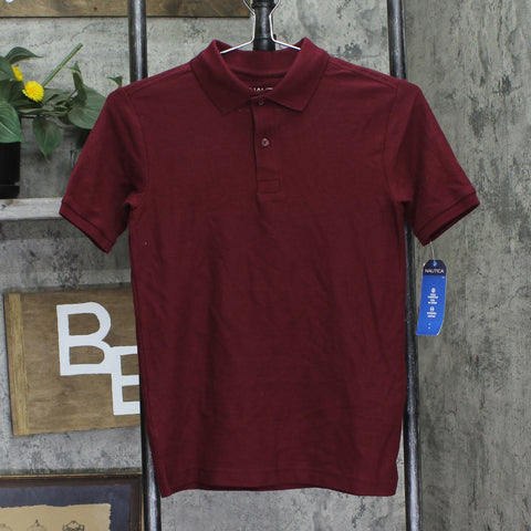 Nautica Big Boys Uniform Stretch Double Pique Polo Shirt Burgundy Red M (10/12)