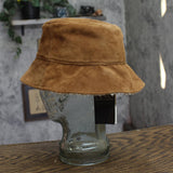 Lauren Ralph Lauren Suede Bucket Hat with Faux Sherpa Lining Whiskey Brown