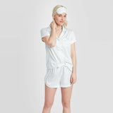 Stars Above Women's 3 Piece Striped Satin Notch Collar Pajama Set 77775211