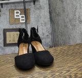 Style & Co Alinaa Two Piece Stacked Heel Dress Pumps Black Microsuede 8.5M