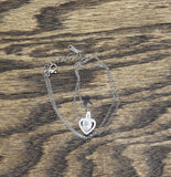 Halo Heart Crystal Pendant Necklace Silver Gray / Clear 15.5" + 3"