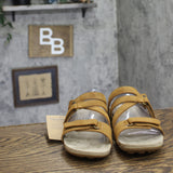 Bearpaw Acacia Microsuede Adjustable Strappy Open Toe Slide Sandals Brown 8M