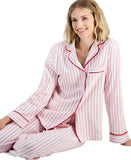 Charter Club Womens Cotton Flannel Pajama Shirt Top 100189806MS Pinstripe Red S