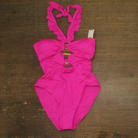 Soluna Womens Buckle Up Convertible One-Piece Swimsuit Cosmopolitan Pink M