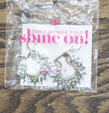Premier Designs Gemstone Necklace and Dangle Earrings Set Gold / Blue 35" + 4"