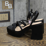Wild Fable Astro Strappy Platform Heels with Memory Foam Insole Black 9.5M