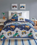 Mi Zone Kids Kids Gavin Monster Truck Comforter Set with Throw Pillow Blue Twin