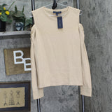 Tommy Hilfiger Womens Metallic Cold Shoulder T-Shirt J2IH6834 Camel Brown L