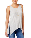 Pink Rose Juniors Side-Slit Handkerchief-Hem Tank Top Gray XS