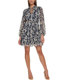 Tommy Hilfiger Woven Floral-Print Peasant Dress Sky Captain Blue / Deep Maize 14
