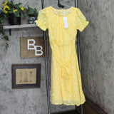 Ny Collection Petites Chiffon Knee-Length Midi Dress Yellow Multi Circle PS
