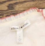 Aqua x Agua Bendita Womens Button Front Floral Embroidered Top Ivory Multi S