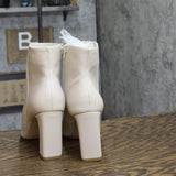 Madden Girl Bonnie Block Heel Pointed Toe Booties BONN01J1 Ivory Off White 9.5