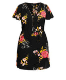 City Chic Womens Trendy Plus Size Beloved Floral Mini Dress Black Multi 20W