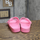 Shade & Shore Women's Neida EVA Two Band Footbed Slide Sandals Vibrant Pink 7M