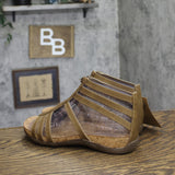 Bearpaw Layla II Gladiator Microsuede Floral Cork Open Toe Sandals Brown 9W