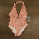 Vince Camuto Womens Plunge V-Neck One Piece Swimsuit Cinnabar Red Multi 12