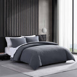 Vera Wang Waffle Pique Duvet Cover Set Cotton 3-Piece Pewter Gray King