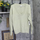 A New Day Womens Cozy Knit Relaxed V-Neck Pullover Sweater Light Green M