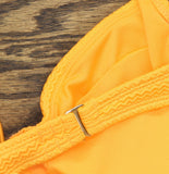 Salt + Cove Wavy-Scrunch Scoop-Neck Bralette Bikini Swim Top Tangerine Orange XL