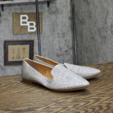 Rampage Womens Glitter Shiny Flats SMOKER-03L Silver Gray 8