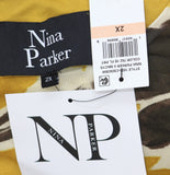 Nina Parker Trendy Floral Print Mesh Sleeveless Midi Dress Yellow Multi 2X