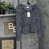 Universal Thread Womens Balloon Long Sleeve Blouse 92235285 Black Abstract S