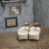 Fitflop Womens F-Mode Bejewelled Toe-Post Slip-On Thong Sandals Platino Gold 10M