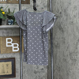 LC Lauren Conrad Womens Polka Dot Knit V-Neck Blouse Shirt Top Gray / White S