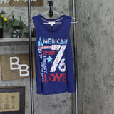 Self Esteem Juniors American Spirit Graphic Tank Topo Blue M