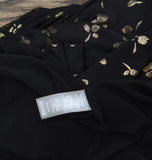 Tommy Hilfiger Ruched-Waist Tie Sash Long Sleeve Fit Flare Dress Black / Gold 16