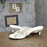 A New Day Womens Dalia Heels Flower Kitten Sandals 94834844 Cream Off White 8M