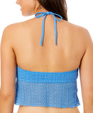 Salt + Cove Juniors Crochet Ruffle-Trim Midkini Swim Top SC25089TT Capri Blue L