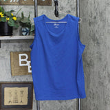 Easy Essentials Womens Cotton Knit Sleeveless T-Shirt Top Royal Blue XL