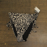 Bar III Womens Printed High-Waisted Bikini Swim Top Side Tie Black Multi L