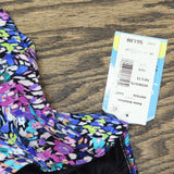 Swim Solutions Printed V-Neck Underwire Swim Tankini Top Dancing Colors Blue 22W