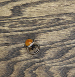 Womens Braided Rope Twist Bezel Oval Gemstone Ring Silver Gray / Amber Orange 6