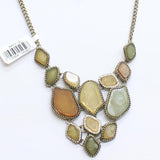 Mcys Mosaic Triangle Pendant Necklace Gold / Green / Brown / Yellow 20" + 3"