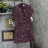 Cece Womens Printed Godet Bow Neck Dress 7052957 Wine Purple 8