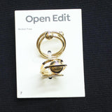 Open Edit 2 Pack Abstract Modern Twist Sphere Ring Set Gold Yellow 7