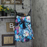 Swim Solutions Tummy Control Empire Swimdress One-Piece Fiesta Fronds Blue 16W