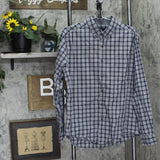 American Eagle  Mens Seriously Soft Button Up Classic Fit Shirt Gray Plaid L