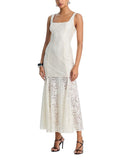 Aqua Soutache Cord Lace Drop Waist Maxi Dress IDM12229 Ivory Off White XS