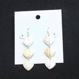 Periwinkle By Barlow Diamond Shape Dangly Drop Earrings Silver Gray / Gold 2.25"