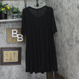 24Seven Comfort Apparel Womens Knit Tunic Half Sleeve Plus Size Top Black 1X