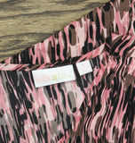 Belle By Kim Gravel V-Neck Printed Blouse Shirt Top Chateau Rose Pink Multi M