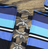 Michael Michael Kors Womens Ring Striped One-Piece Swimsuit Black Blue Multi 6