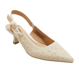 A New Day Womens Milan Pearl Slingback Heels 92611221 Ivory Off White 6M